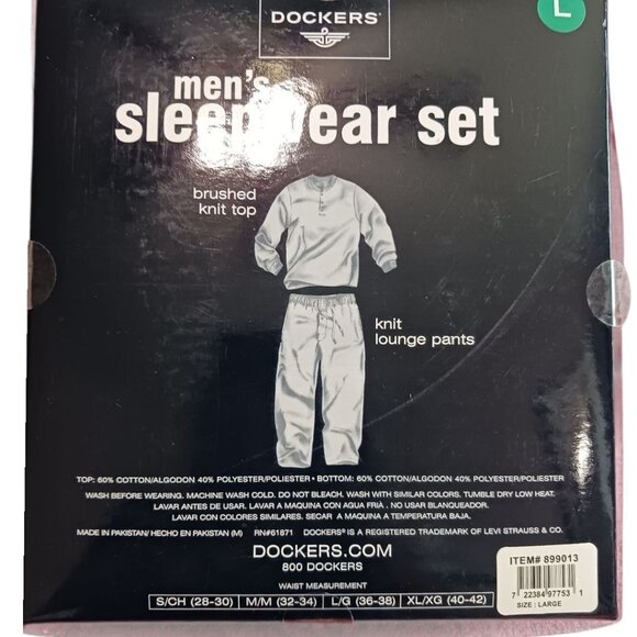Dockers Mens Sleepwear Set Brushed Knit Top & Knit Lounge Pants Dark Gray Large - Picture 2 of 4
